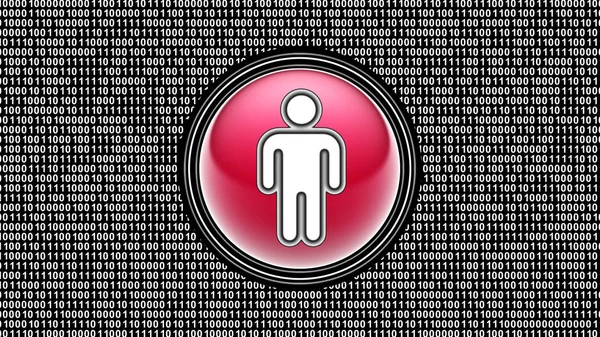 Male Icon Binary Code Array Bits Screen Illustration — Stock Photo, Image