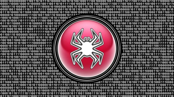 Icono Del Virus Código Binario Matriz Bits Pantalla Ilustración —  Fotos de Stock