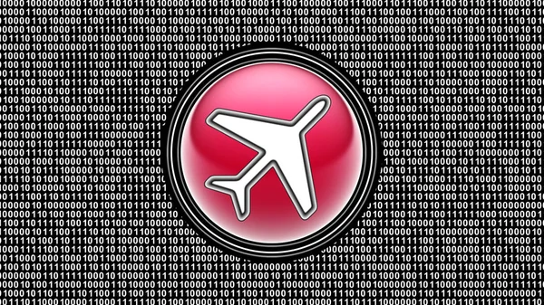 Flight Icon Binary Code Array Bits Screen Illustration — Stock Photo, Image