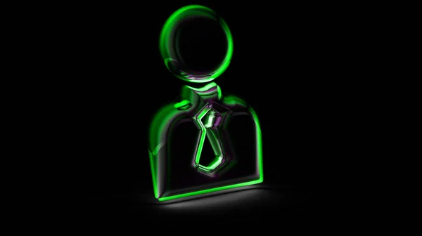 Person icon in black background. 3D Illustration.