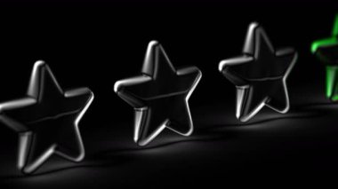 Siyah arkaplanda yıldız simgesi. Görüntü döngüsü. 3d Görüntü.