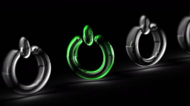 Simgeyi siyah arkaplanda sıfırla. Görüntü döngüsü. 3d Görüntü.