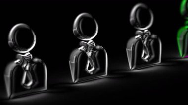 Siyah arkaplandaki kişi simgesi. Görüntü döngüsü. 3d Görüntü.