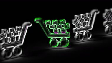 Siyah arka planda simge sat. Görüntü döngüsü. 3d Görüntü.