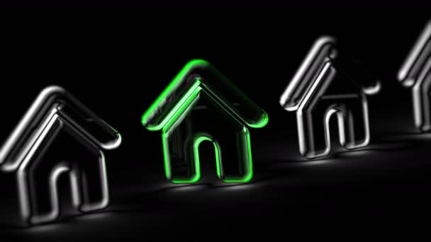 House Icon Black Background Looping Footage Illustration — Stock Video