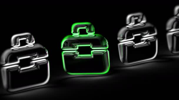 Icône portefeuille en fond noir. Des images en boucle. Illustration 3D .