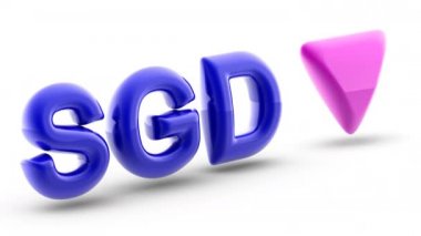 Beyaz arka planda Singapur dolar işareti. İndeks düştü. 3d Görüntü.