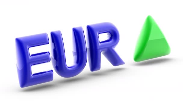 Signo Euro Fondo Blanco Índice Arriba Ilustración — Vídeo de stock