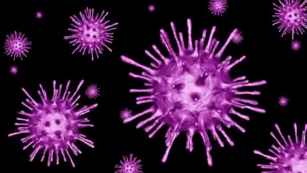 ウイルスは 生物の生きた細胞内でのみ複製される小さな感染剤です ウイルスは動物や植物から微生物まで あらゆる種類の生命体に感染する可能性があります 3Dイラスト — ストック動画