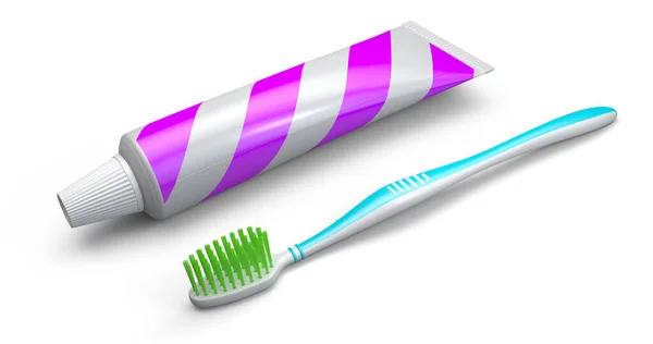 Paste Tube Toothbrush Trademarks Illustration — Stock Photo, Image