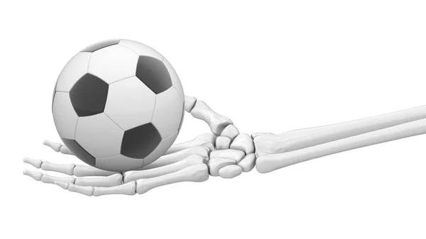 骨の手にサッカー 3Dイラスト — ストック写真