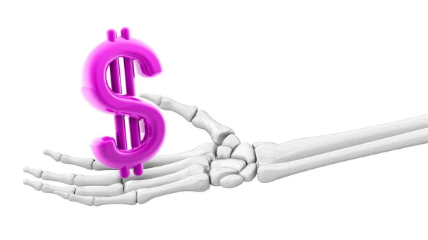 Dollarikon Skeletthand Illustration — Stockfoto