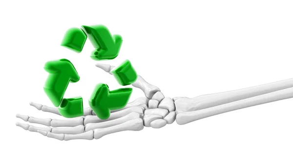 Recycler Icône Dans Main Squelettique Illustration — Photo