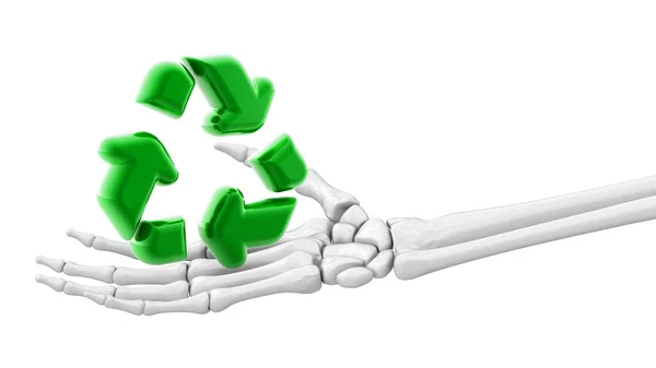 Recycle Symbol Skelett Hand Illustration — Stockfoto