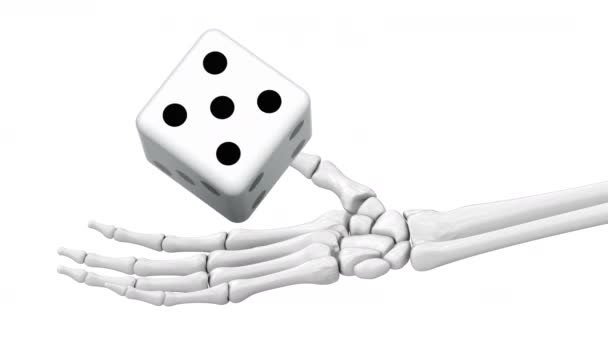 Dice Skeletal Hand Looping Footage Illustration — Stock Video