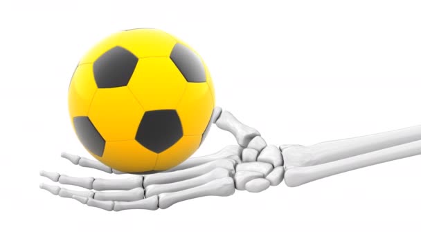 Soccerball Dans Main Squelettique Des Images Boucle Illustration — Video