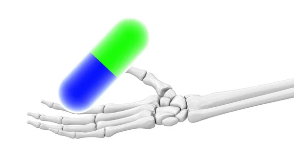 Tabletta Csontváz Kézbe Illusztráció — Stock Fotó