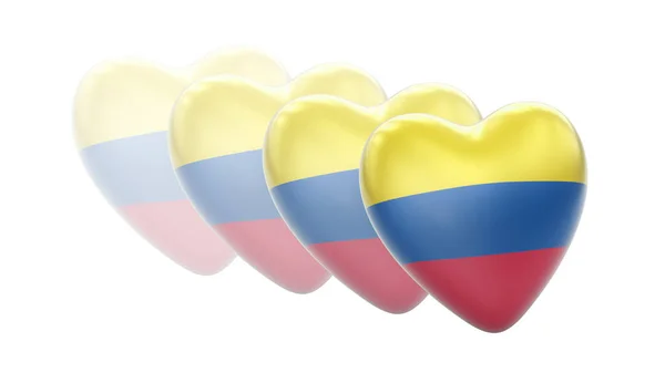 コロンビアの国旗を白地に掲げる 3Dイラスト — ストック写真