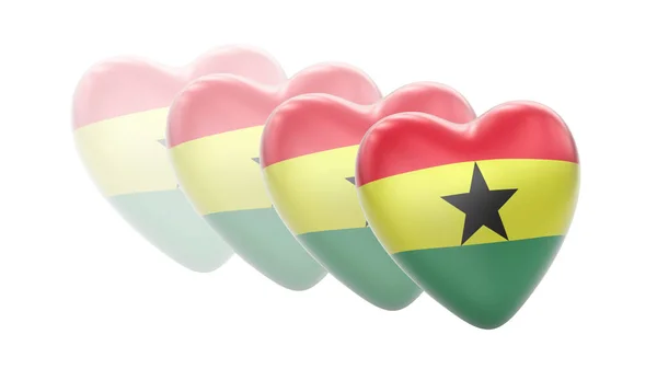 白い背景にガーナの国旗 3Dイラスト — ストック写真