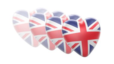 Beyaz arka planda Britanya bayrağı. 3B Görüntü.