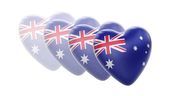 白色背景的澳大利亚国旗 3D说明 — 图库照片