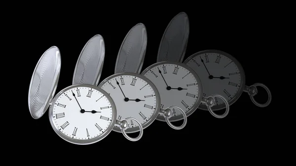 Relógio Bolso Fundo Preto Ilustração — Fotografia de Stock
