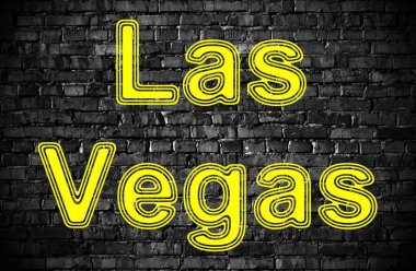 Las Vegas siyah tuğla duvarın içinde. Görüntü.