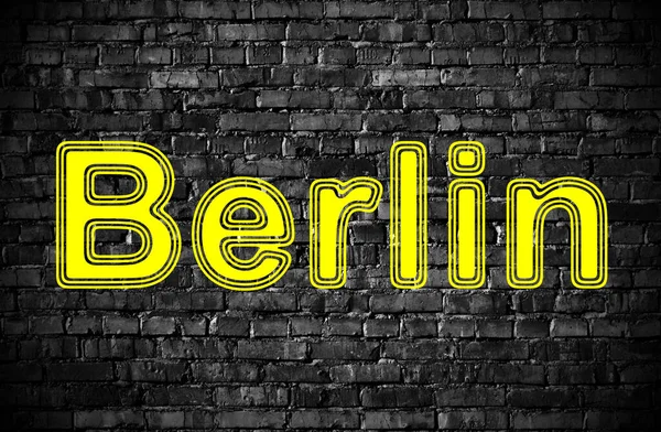 Berlín Muro Ladrillo Negro Ilustración —  Fotos de Stock