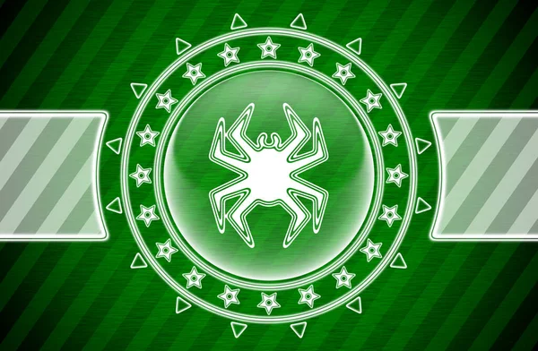 Icona Virus Forma Cerchio Sfondo Strisce Verdi Illustrazione — Foto Stock