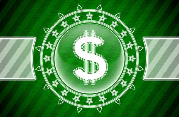 Dólar Icono Forma Círculo Fondo Rayado Verde Ilustración — Foto de Stock