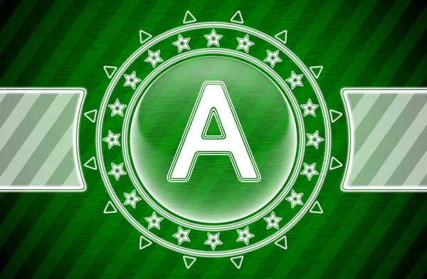 字母A 绿色条纹背景 说明1 — 图库照片