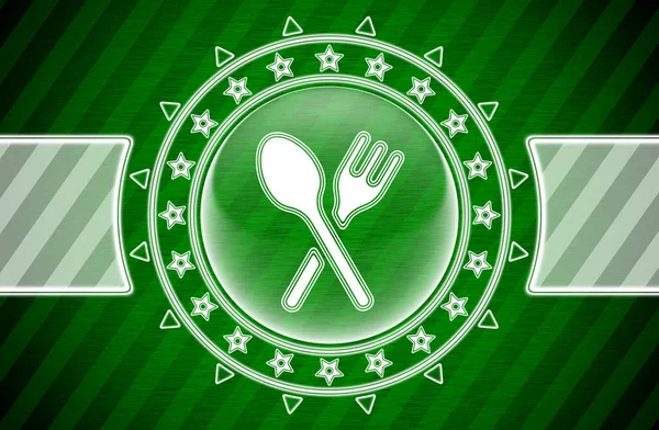 Abendessenszeit Symbol Kreisform Und Grün Gestreiftem Hintergrund Illustration — Stockfoto