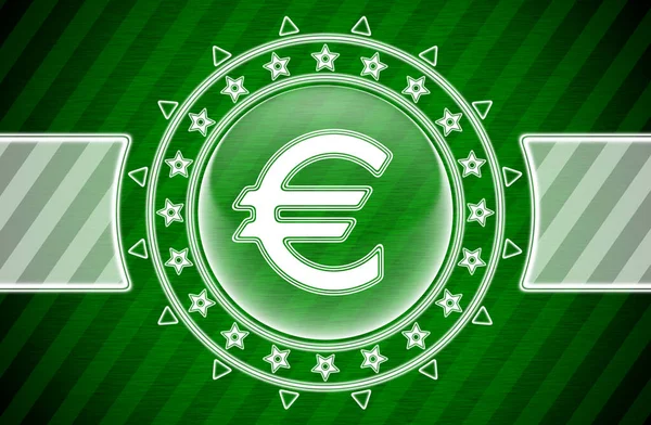 Euro Ikon Kör Alakú Zöld Csíkos Háttér Illusztráció — Stock Fotó