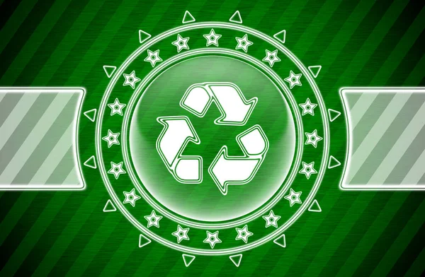 Ανακυκλώστε Εικονίδιο Σχήμα Κύκλου Και Πράσινο Ριγέ Φόντο Εικονογράφηση — Φωτογραφία Αρχείου