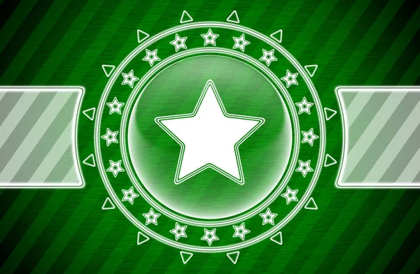 Ikona Gwiazdy Kształcie Okręgu Zielonym Tle Paski Ilustracja — Zdjęcie stockowe