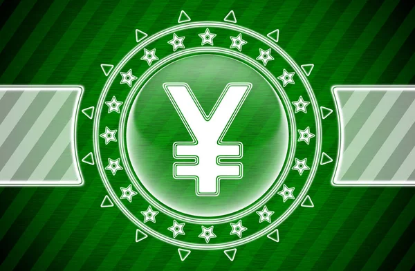 Icono Yen Forma Círculo Fondo Rayado Verde Ilustración —  Fotos de Stock
