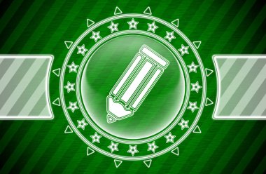 Kalem simgesi daire şeklinde ve yeşil çizgili arka planda. Görüntü.