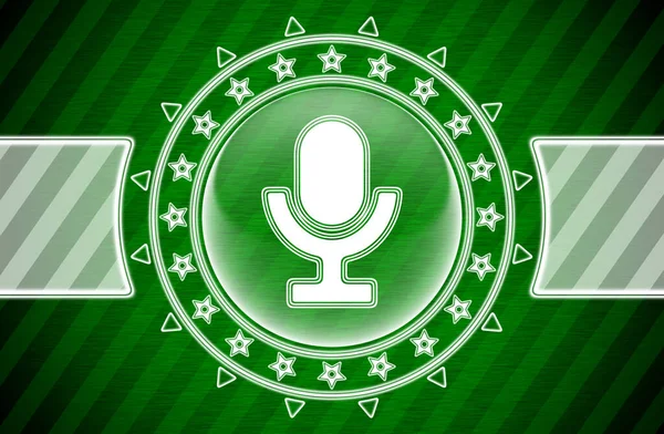 Microphone Icon Circle Shape Green Striped Background Illustration — Stock Photo, Image