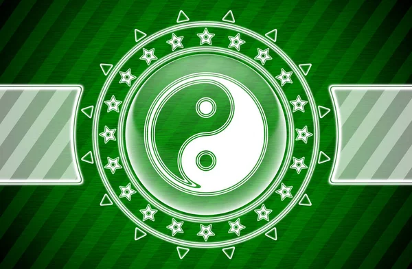 Icona Ying Yang Forma Cerchio Sfondo Strisce Verdi Illustrazione — Foto Stock