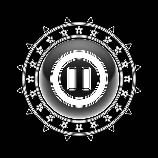 Pause Symbol Kreis Rahmen Und Schwarzem Hintergrund Illustration — Stockfoto