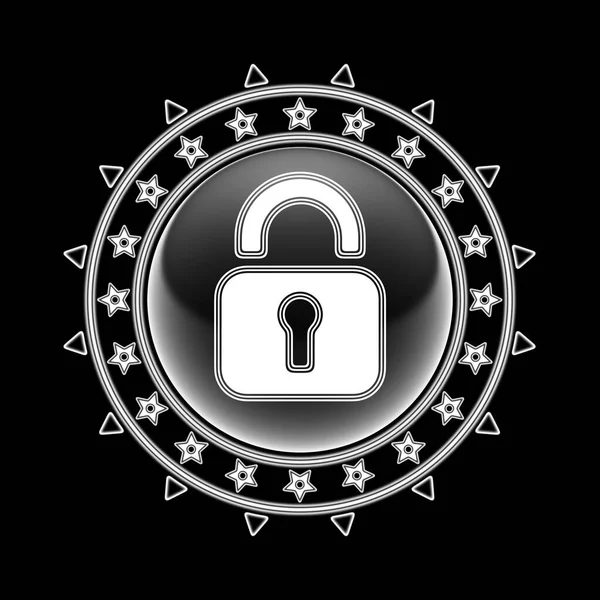 Lock Icon Circle Frame Black Background Illustration — Stock Photo, Image