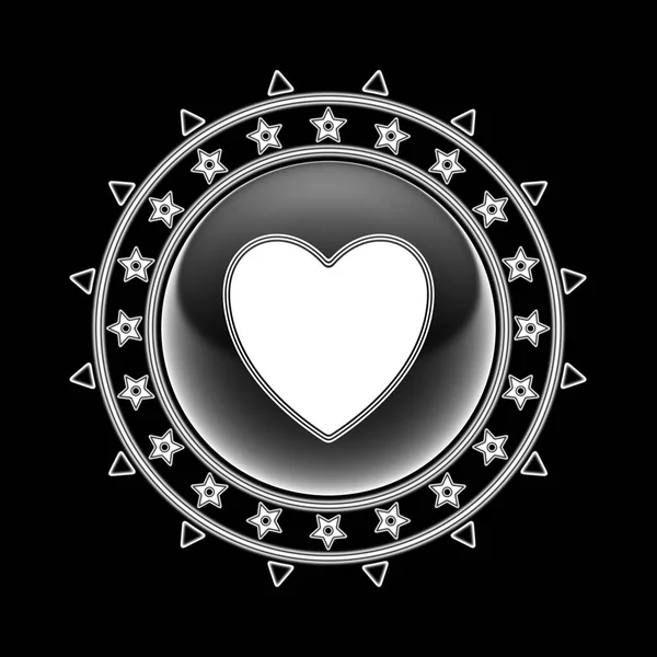 Εικόνα Καρδιάς Πλαίσιο Κύκλου Και Μαύρο Φόντο Εικονογράφηση — Φωτογραφία Αρχείου