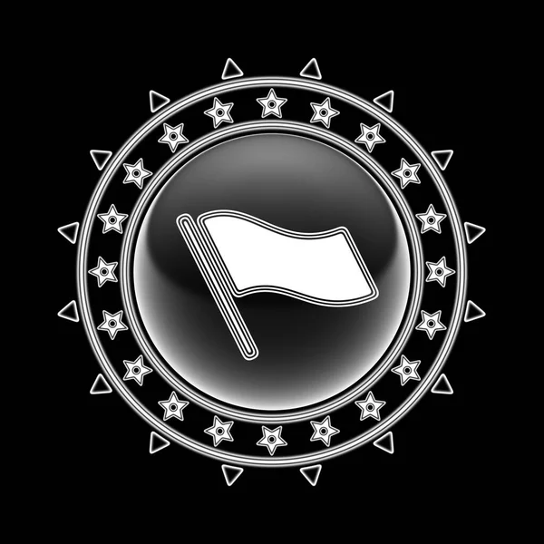 Значок Флага Рамке Круга Черном Фоне Иллюстрация — стоковое фото