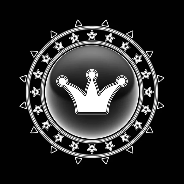 Crown Icon Circle Frame Black Background Illustration — Stock Photo, Image
