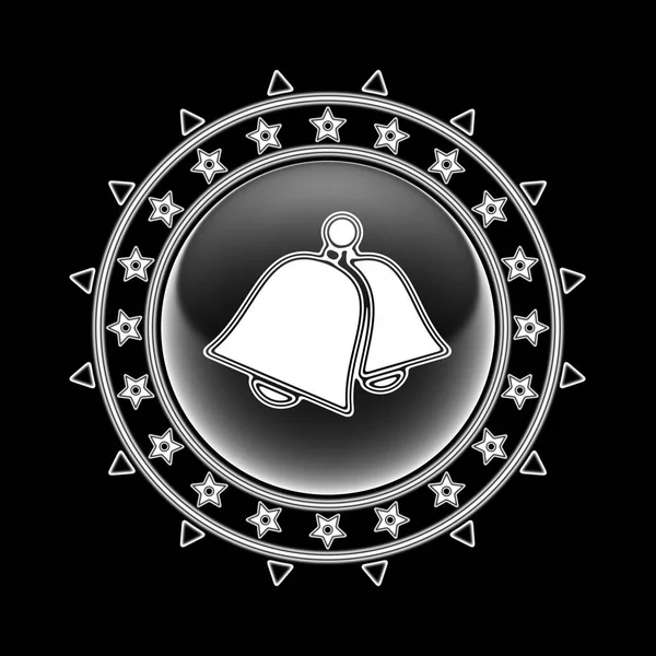 Glockensymbol Kreisrahmen Und Schwarzem Hintergrund Illustration — Stockfoto