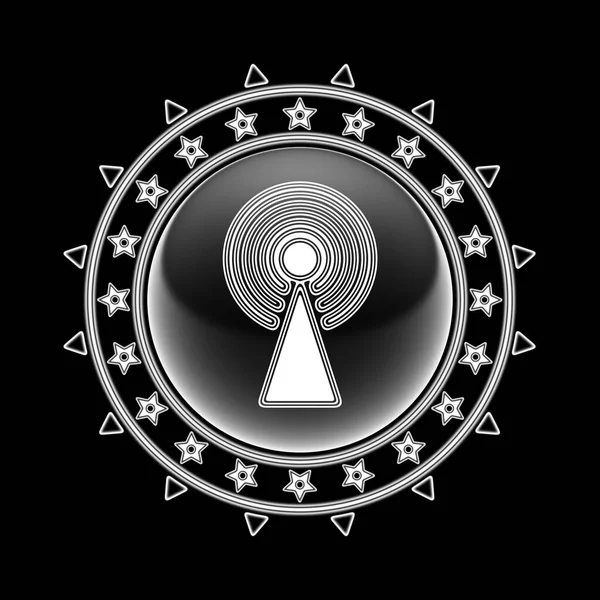 Значок Антенны Рамке Круга Черном Фоне Иллюстрация — стоковое фото