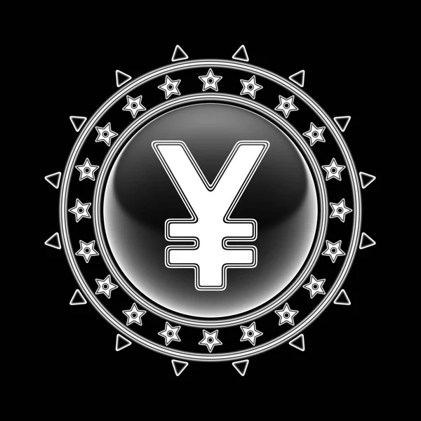 Yen Icon Circle Frame Black Background Illustration — Stock Photo, Image