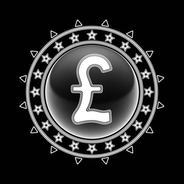 Pound Icon Circle Frame Black Background Illustration — Stock Photo, Image