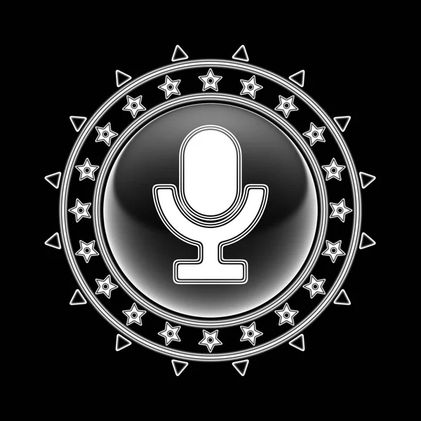 Microphone Icon Circle Frame Black Background Illustration — Stock Photo, Image