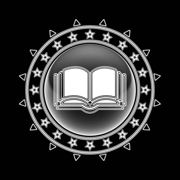 Book Icon Circle Frame Black Background Illustration — Stock Photo, Image